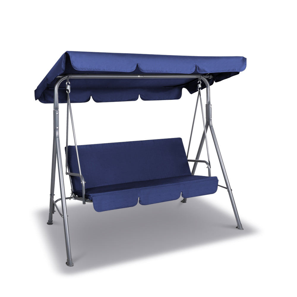 Gardeon 3-Seater Outdoor Swing Chair Canopy Navy