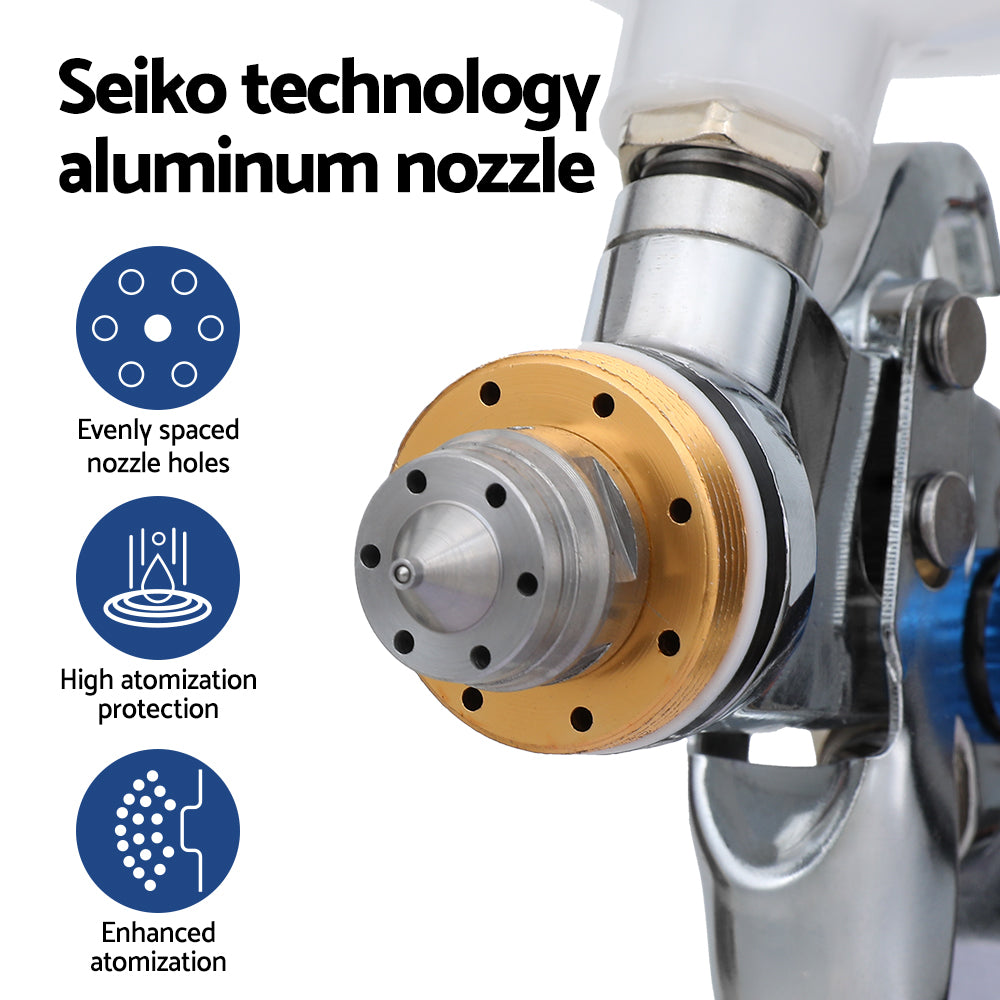 Giantz HVLP Spray Gun Paint Sprayer Gravity Feed 1.4mm 1.7mm 2.0mm Nozzles