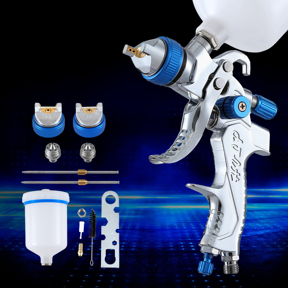 Giantz HVLP Spray Gun Paint Sprayer Gravity Feed 1.4mm 1.7mm 2.0mm Nozzles