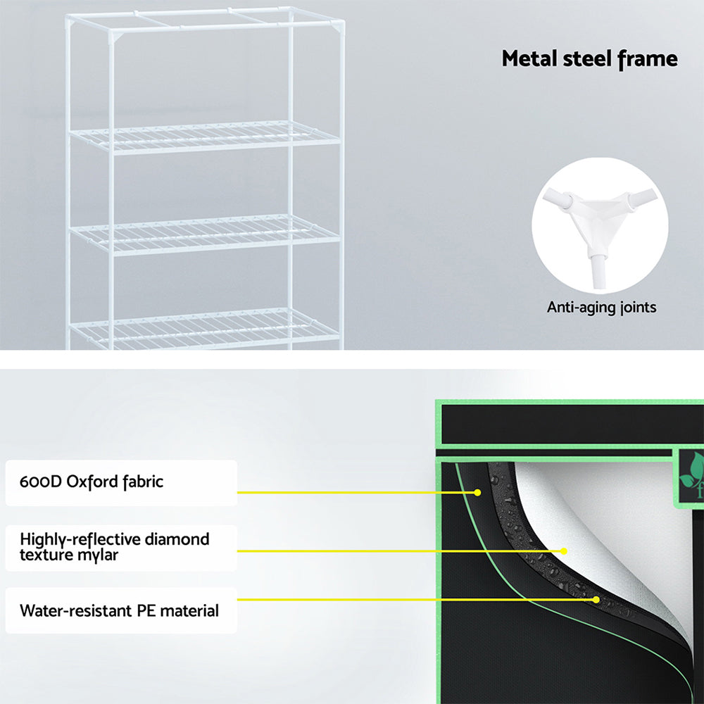 GreenFingers 4-Tier Hydroponic Grow Tent 100x60x180cm Black