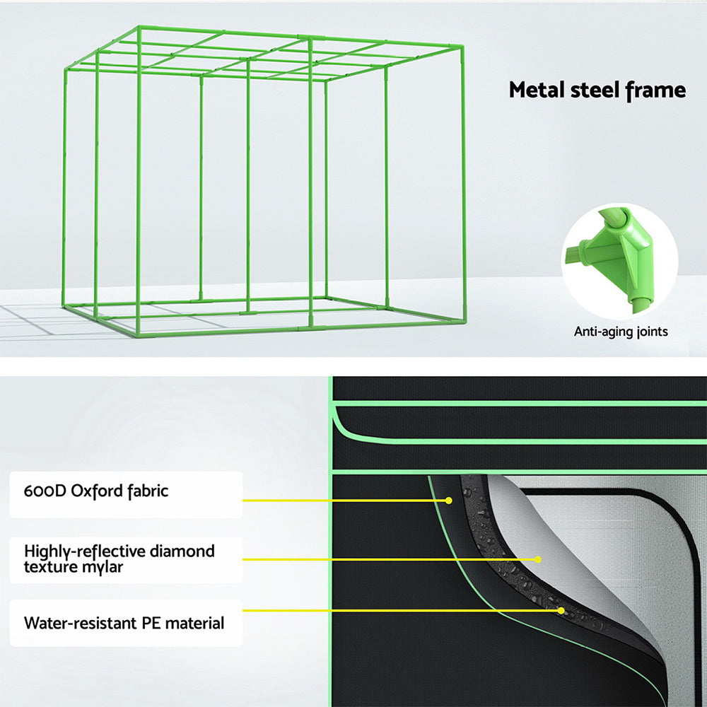 Greenfingers 240x240x200cm Hydroponics Grow Tent Kit Black