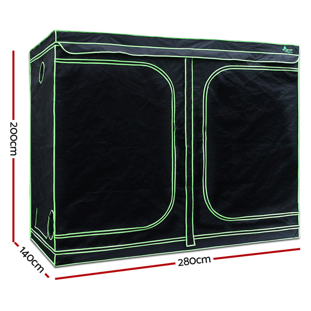 Green Fingers Hydroponics Grow Tent 280x140x200CM Black Green