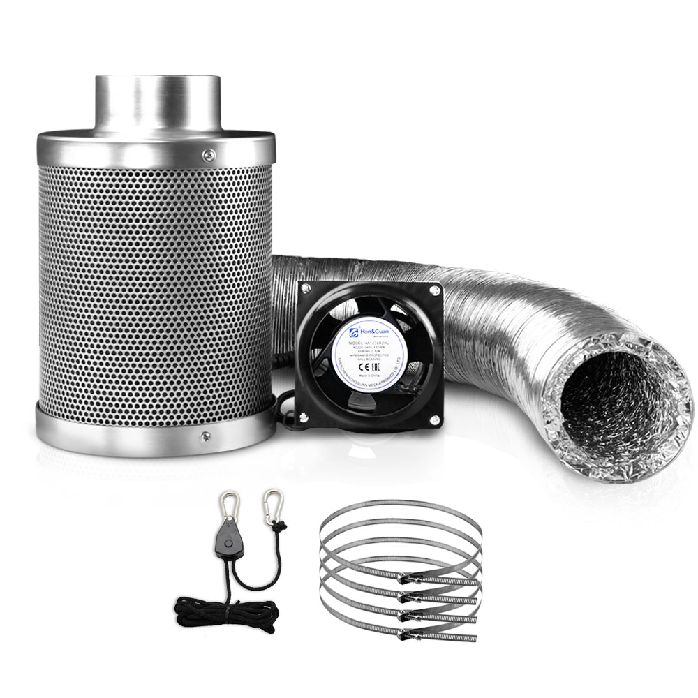 Green Fingers 4" Grow Tent Ventilation Kit with Fan and Carbon Filter