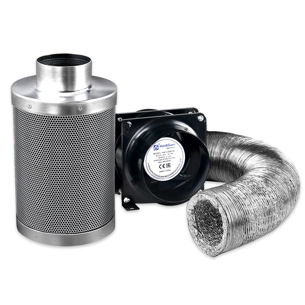 Green Fingers 4" Hydroponics Ventilation Kit Fan Carbon Filter Duct