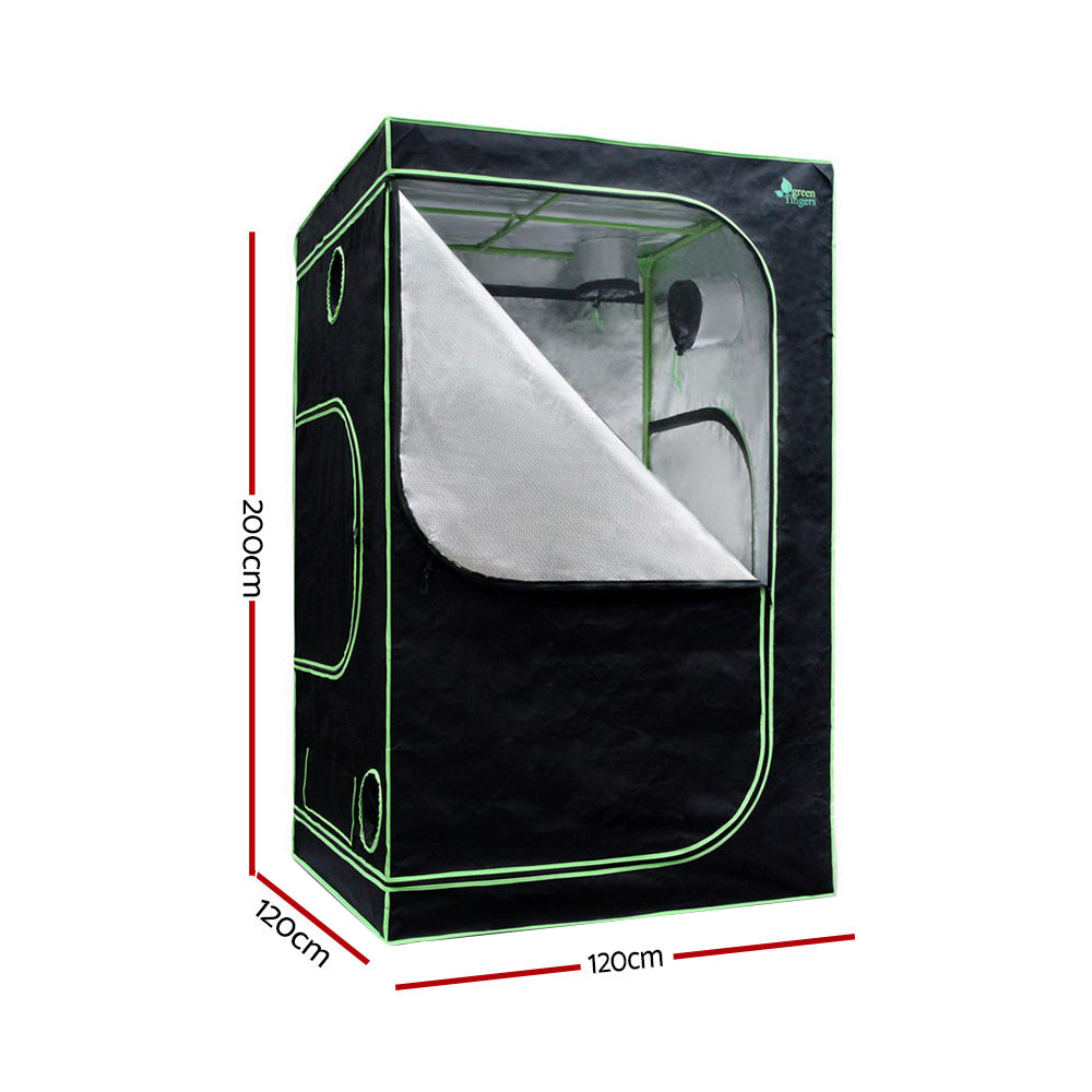 Green Fingers 120x120x200CM Grow Tent Kit 1000W LED Full Spectrum Black/Green