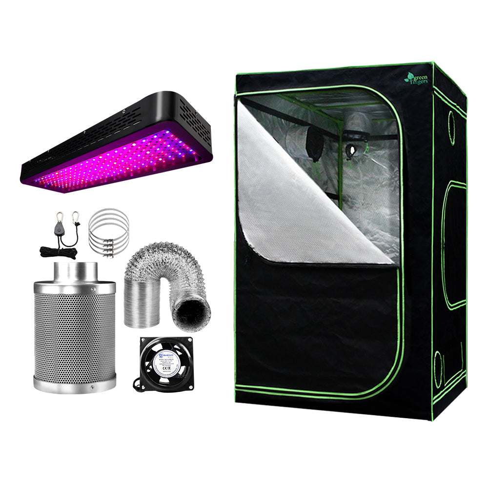 Green Fingers 120x120x200cm Grow Tent Kit 2000W LED Full Spectrum 6" Vent Fan