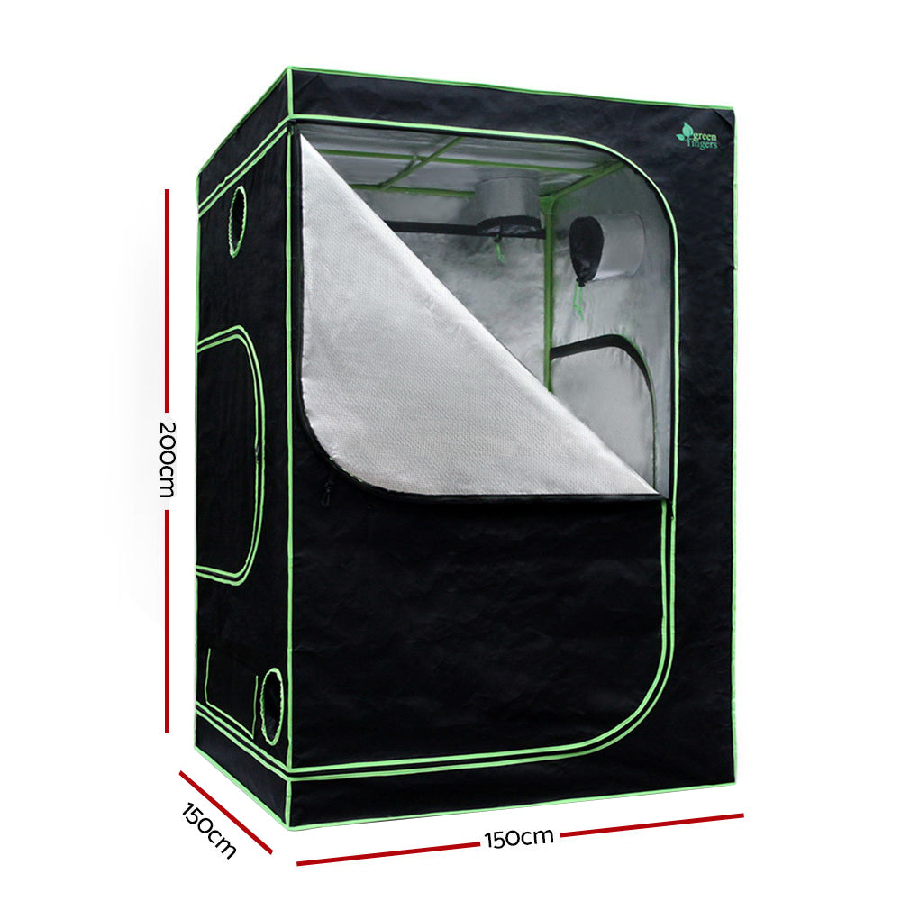 Green Fingers 150x150x200CM Grow Tent Kit 1000W LED Full Spectrum 6" Vent Fan