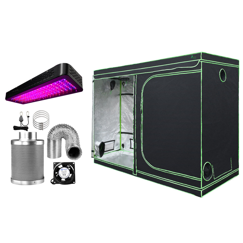 Green Fingers 280x140x200cm Grow Tent Kit 2000W LED Full Spectrum 6" Vent Fan