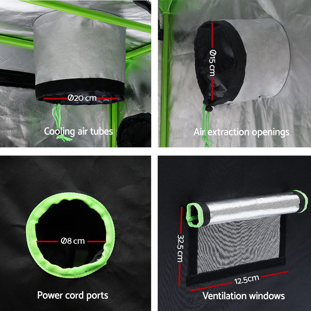 Green Fingers 280x140x200cm Grow Tent Kit 2000W LED Full Spectrum 6" Vent Fan