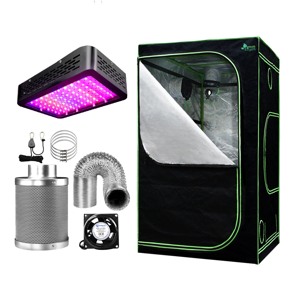 Green Fingers 90x90x180cm Grow Tent Kit 1000W LED Full Spectrum 6" Vent Fan