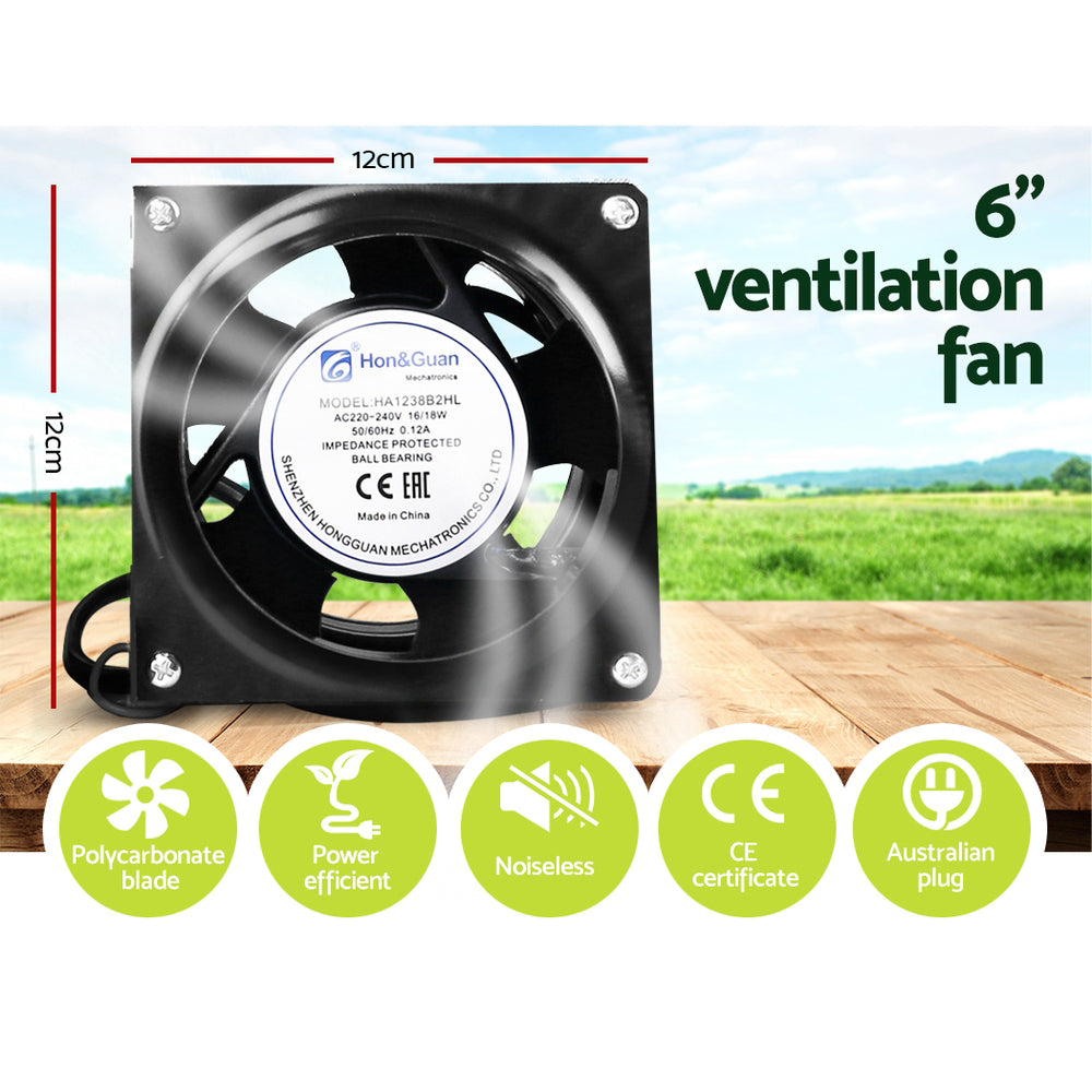 Green Fingers 90x90x180cm Grow Tent Kit 1000W LED Full Spectrum 6" Vent Fan