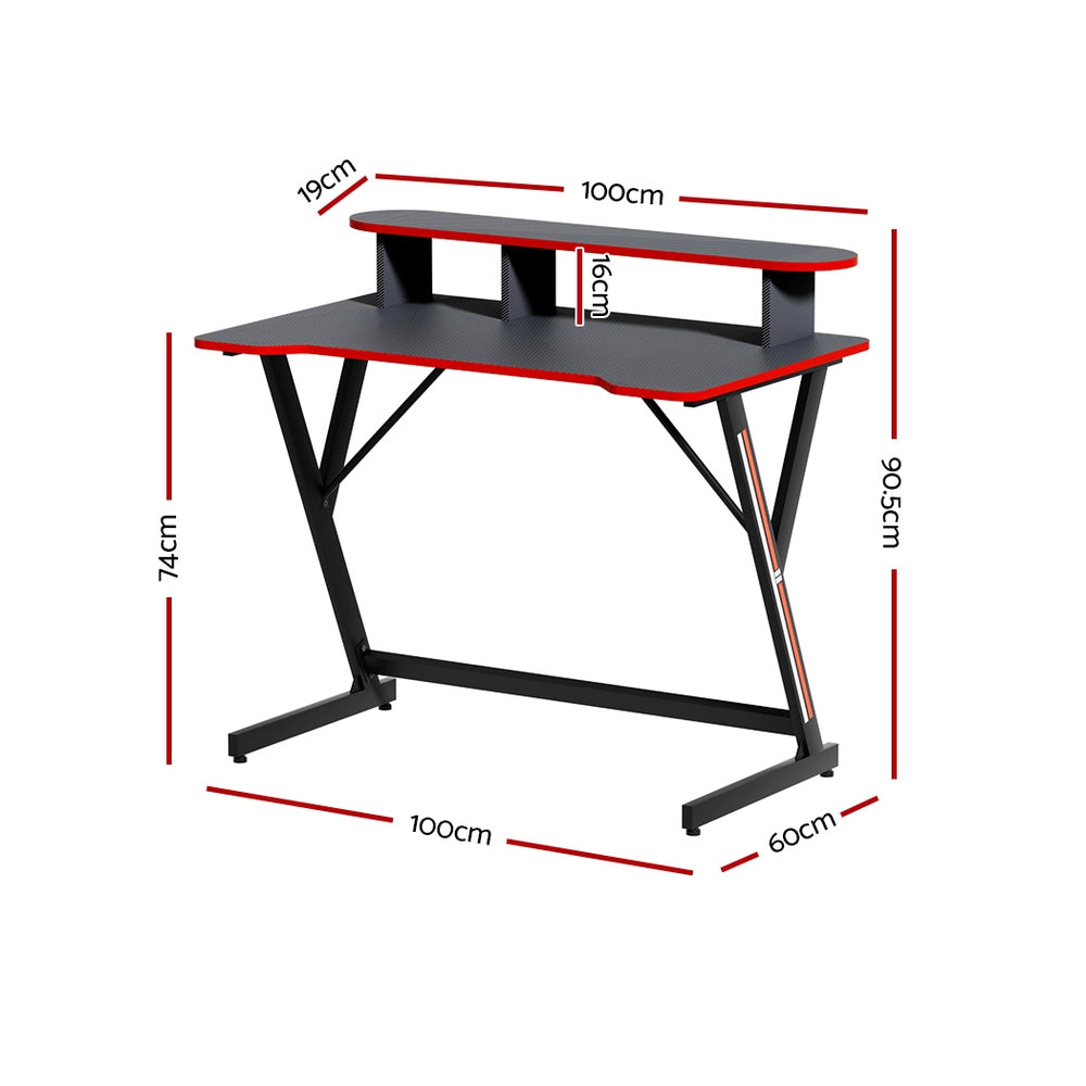 Artiss 100CM Gaming Desk Black Two-Tier Y-Leg