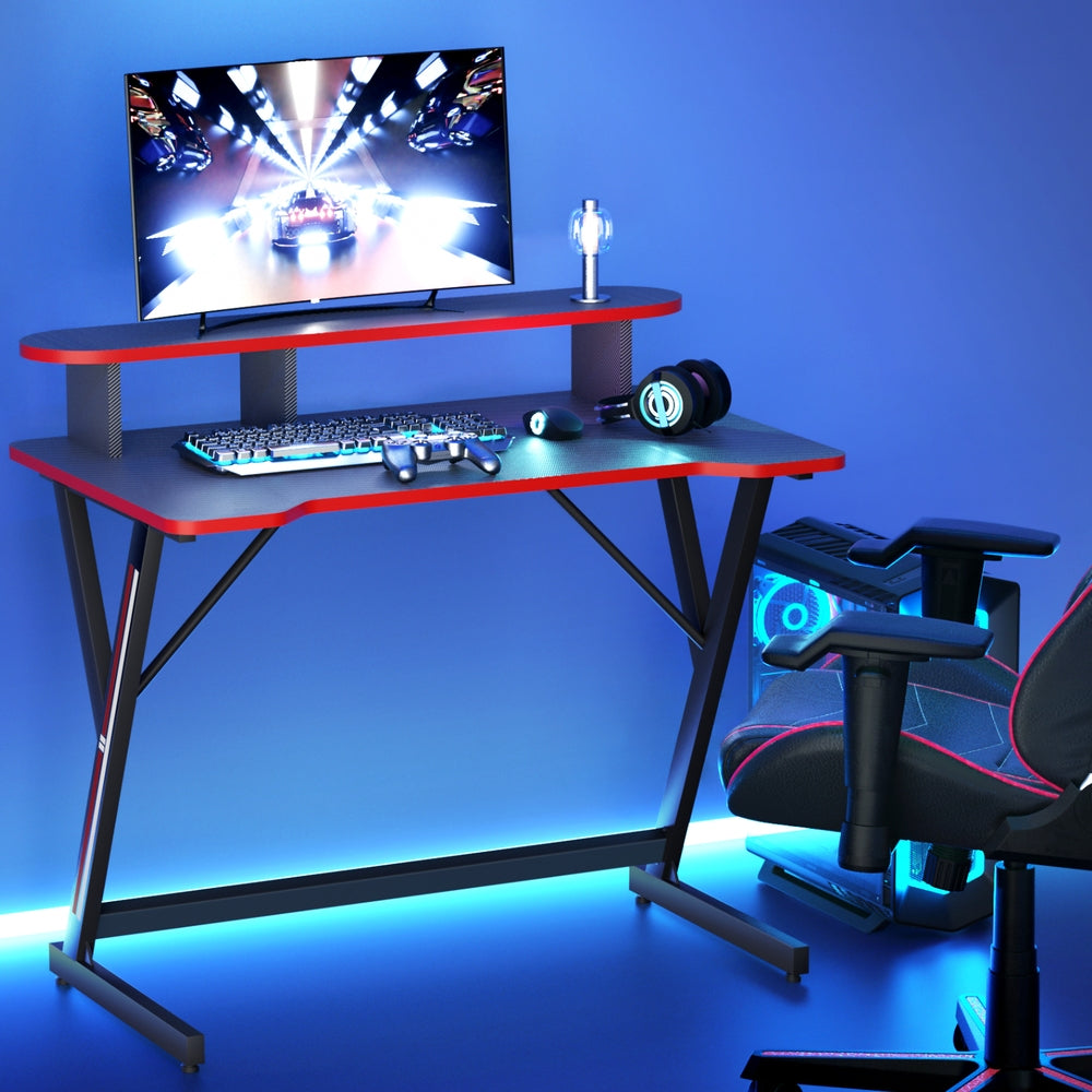 Artiss 100CM Gaming Desk Black Two-Tier Y-Leg
