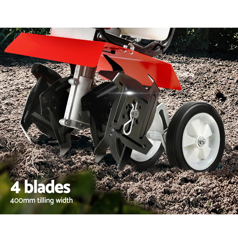Giantz 88CC Garden Tiller Cultivator 4-Blade Rotary Hoe