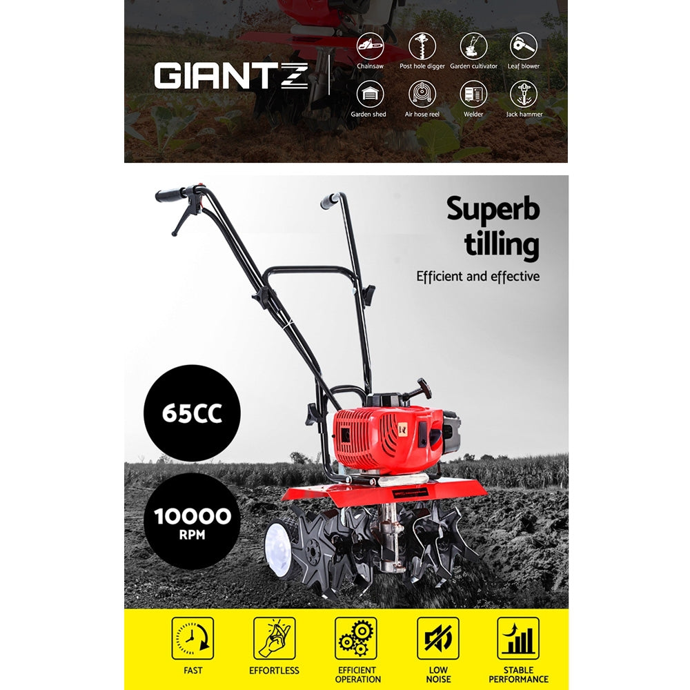 Giantz 72CC Garden Tiller Cultivator 6-Blade Rotary Hoe