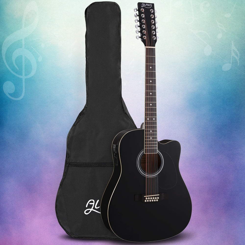 Alpha 42" 12-String Acoustic Guitar Electric EQ Black