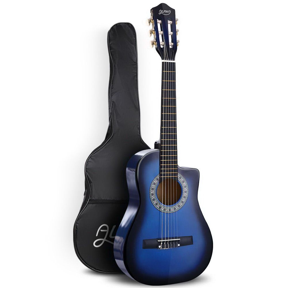 Alpha 34 Inch Classical Guitar Wooden Body Nylon String Blue
