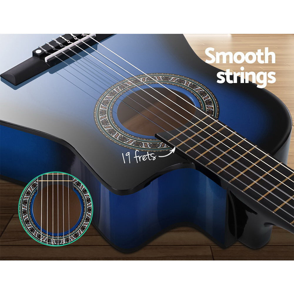Alpha 34" Classical Guitar Wooden Body Nylon String Kids Blue