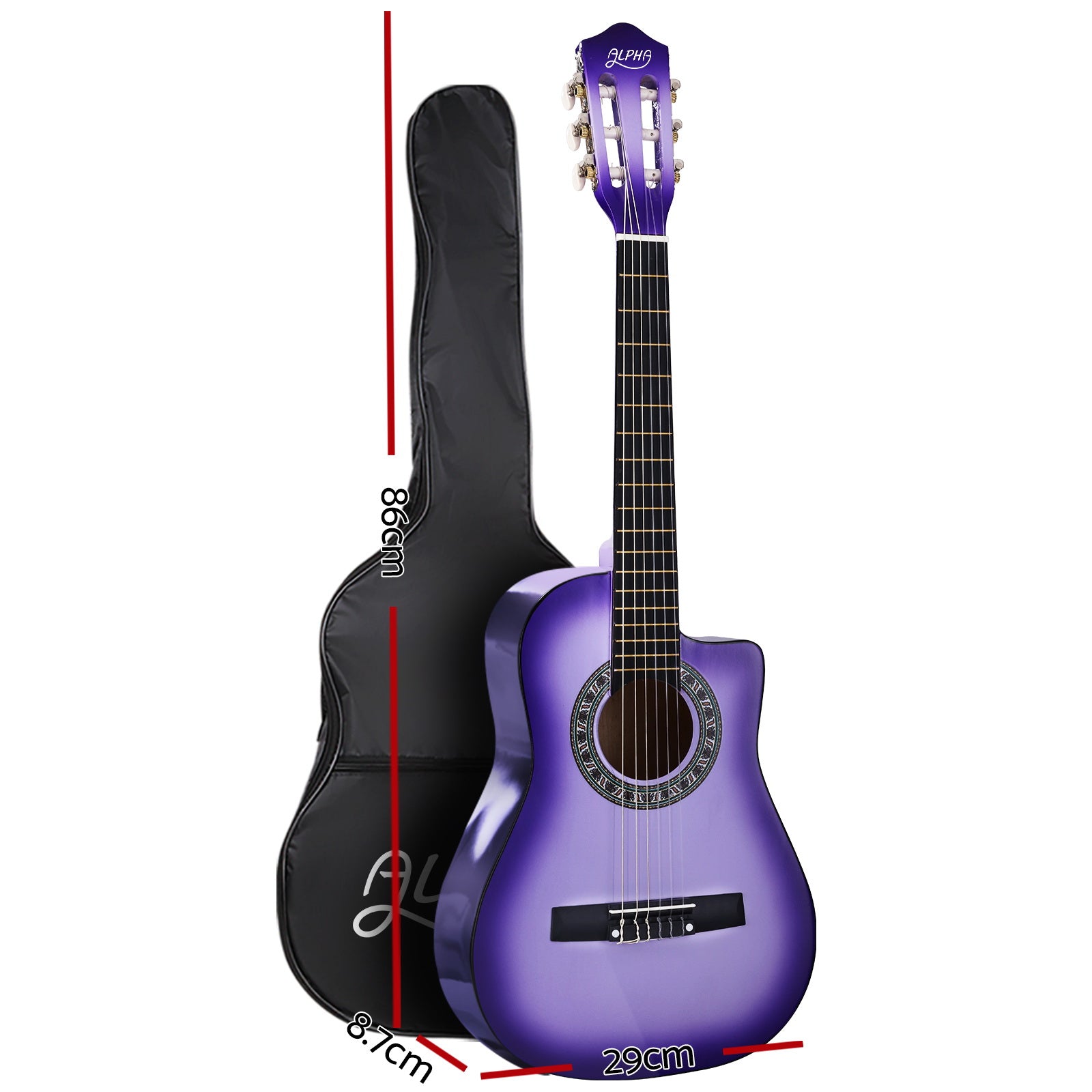 Alpha 34" Classical Guitar Wooden Nylon String Beginner Purple