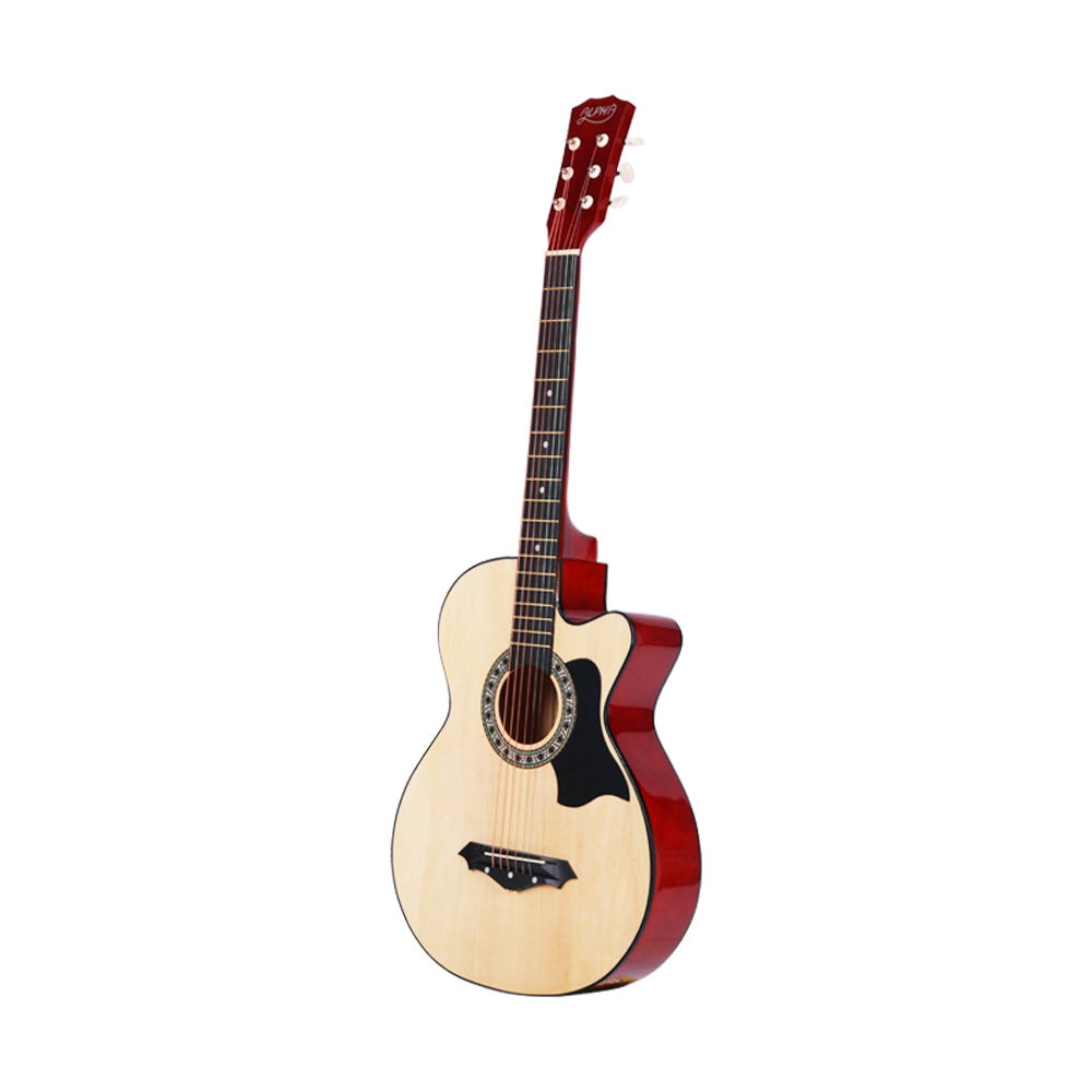 Alpha 38" Acoustic Guitar Wooden Steel String w/ Stand