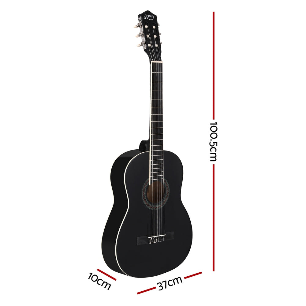 Alpha 39" Classical Guitar Wooden Body Nylon String Black