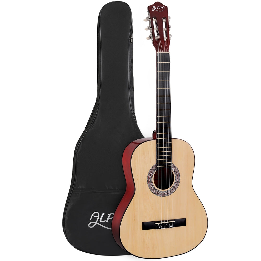 Alpha 39 Inch Classical Guitar Natural Nylon String Wooden Body