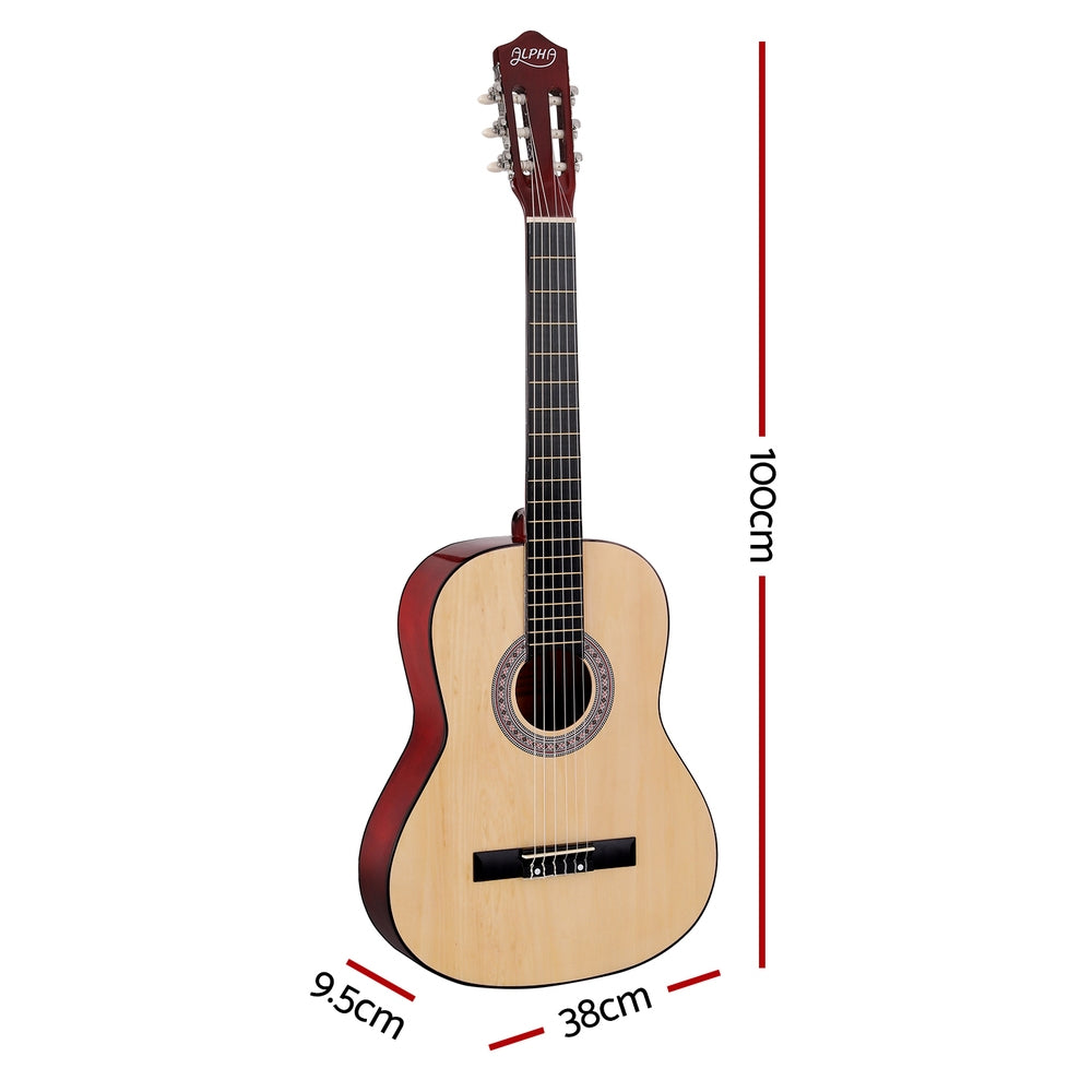 Alpha 39" Classical Guitar Wooden Body Nylon String Natural