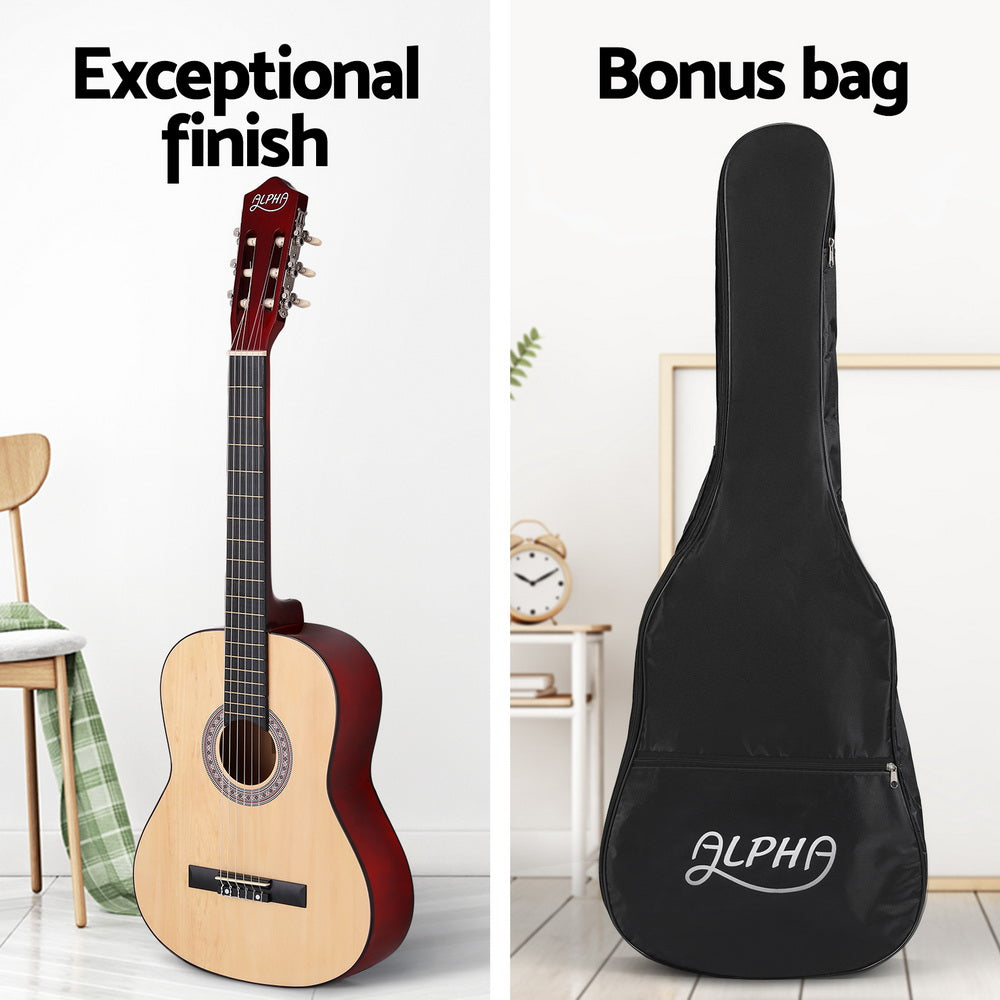 Alpha 39" Classical Guitar Wooden Body Nylon String Natural