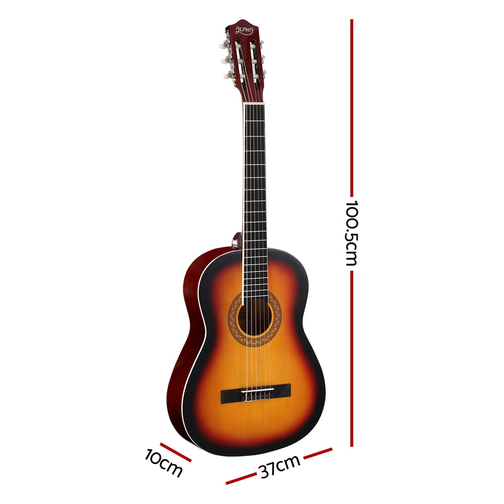 Alpha 39" Classical Guitar Wooden Body Nylon String Sunburst