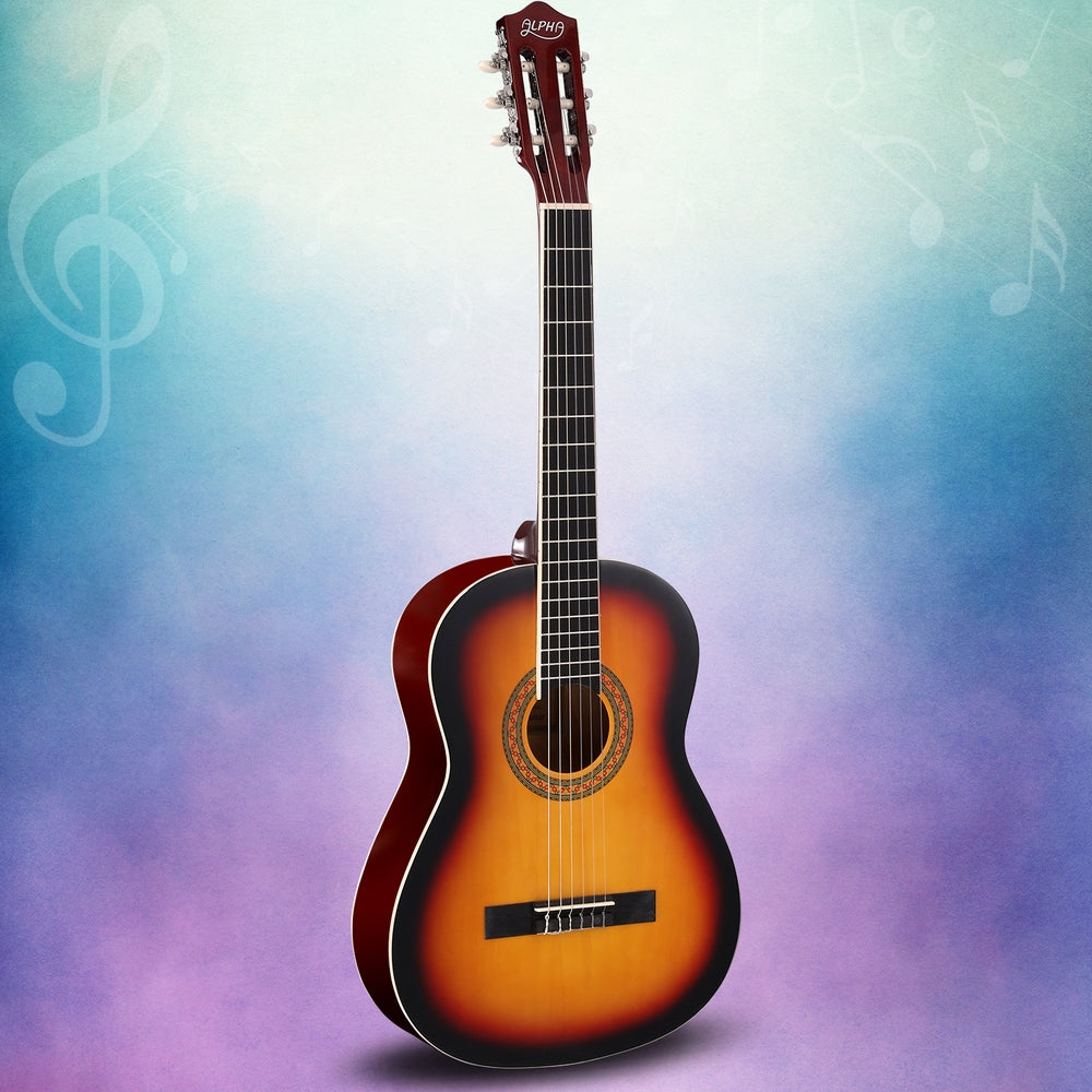 Alpha 39" Classical Guitar Wooden Body Nylon String Sunburst