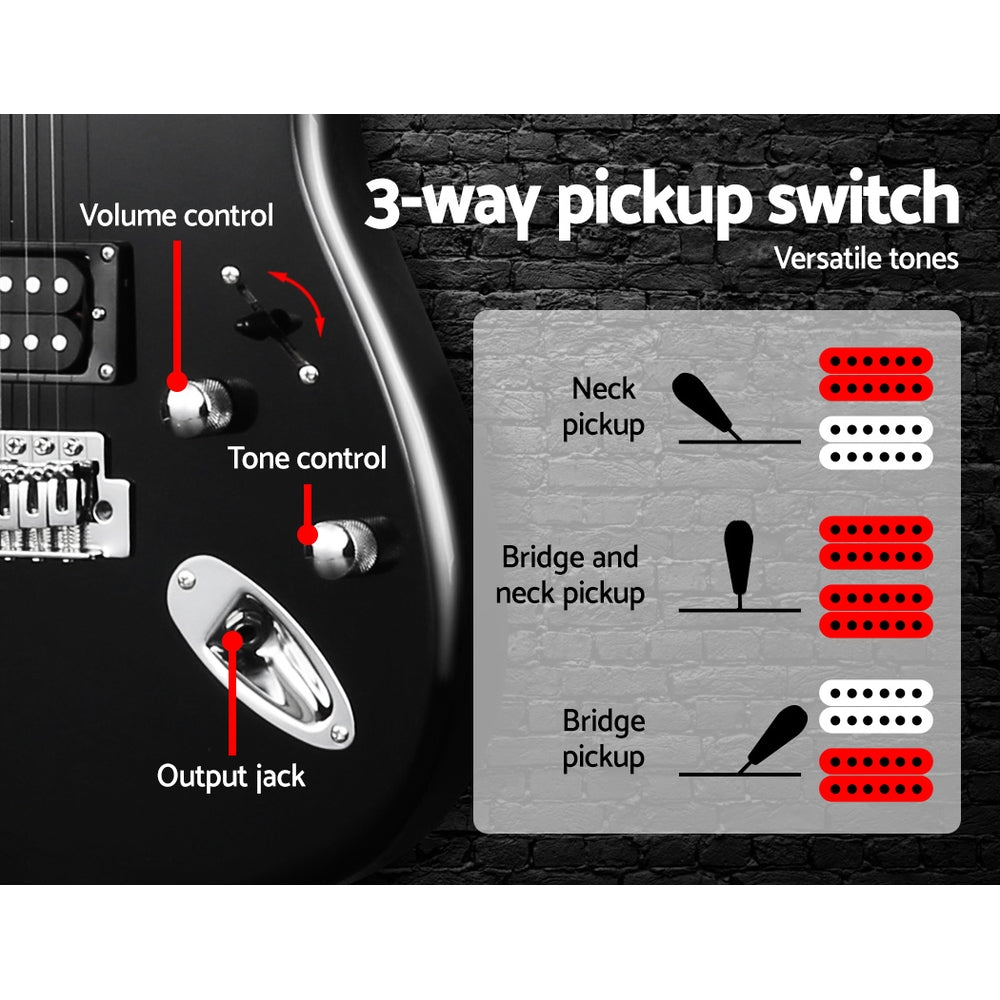 Alpha 41" Electric Guitar Humbucker Skull Pattern + 20W Amplifier Combo