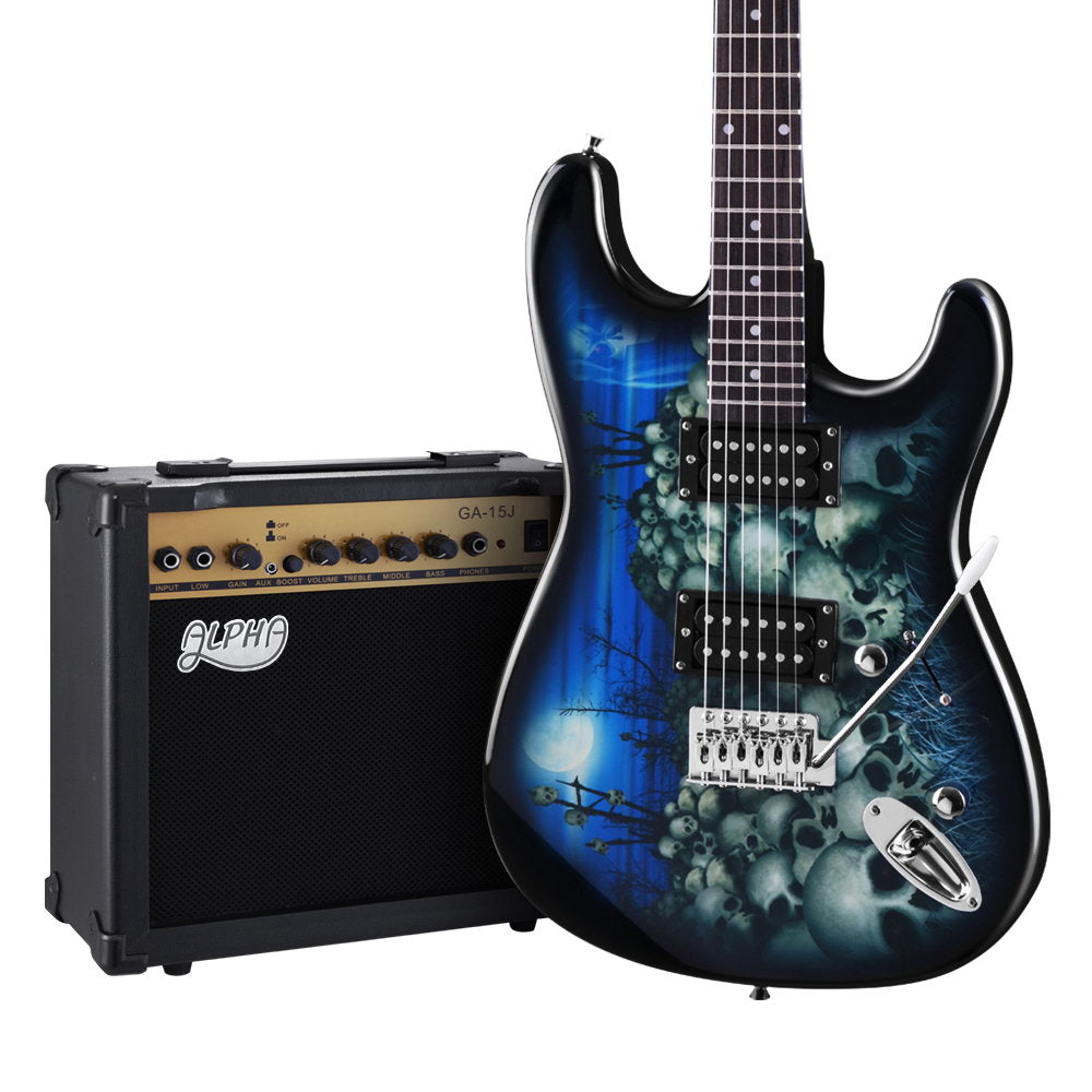 Alpha 41 Inch Electric Guitar Combo Set with 20W Amplifier Black