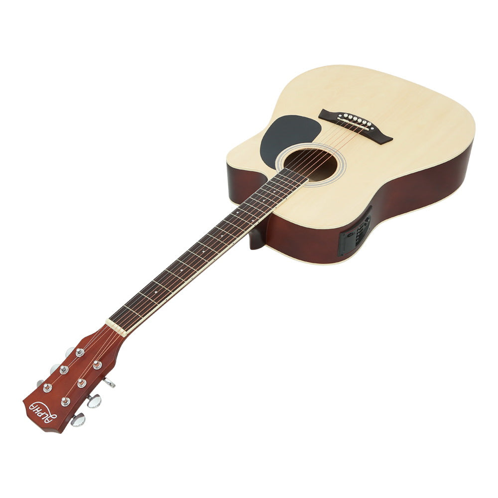 Alpha 41" Acoustic Guitar Cutaway Natural Wood Electric Output