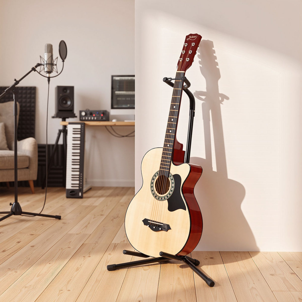 Alpha Adjustable Folding Guitar Stand Acoustic Bass Black