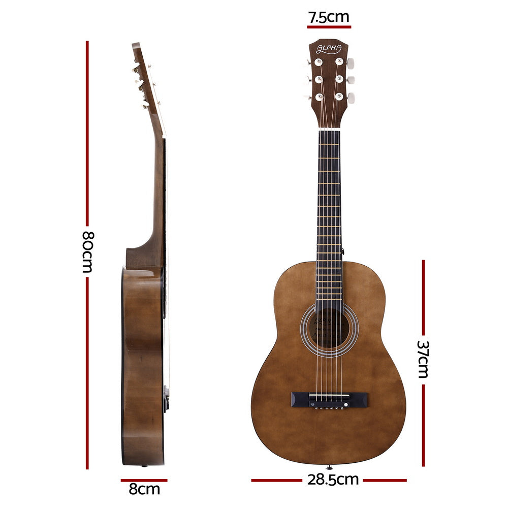Alpha 31" Acoustic Guitar Steel String Portable Natural
