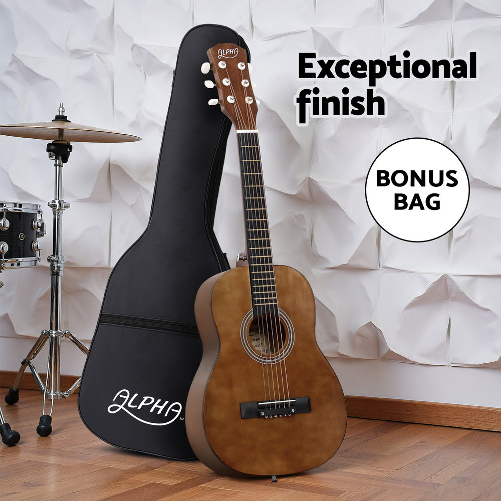 Alpha 31" Acoustic Guitar Steel String Portable Natural