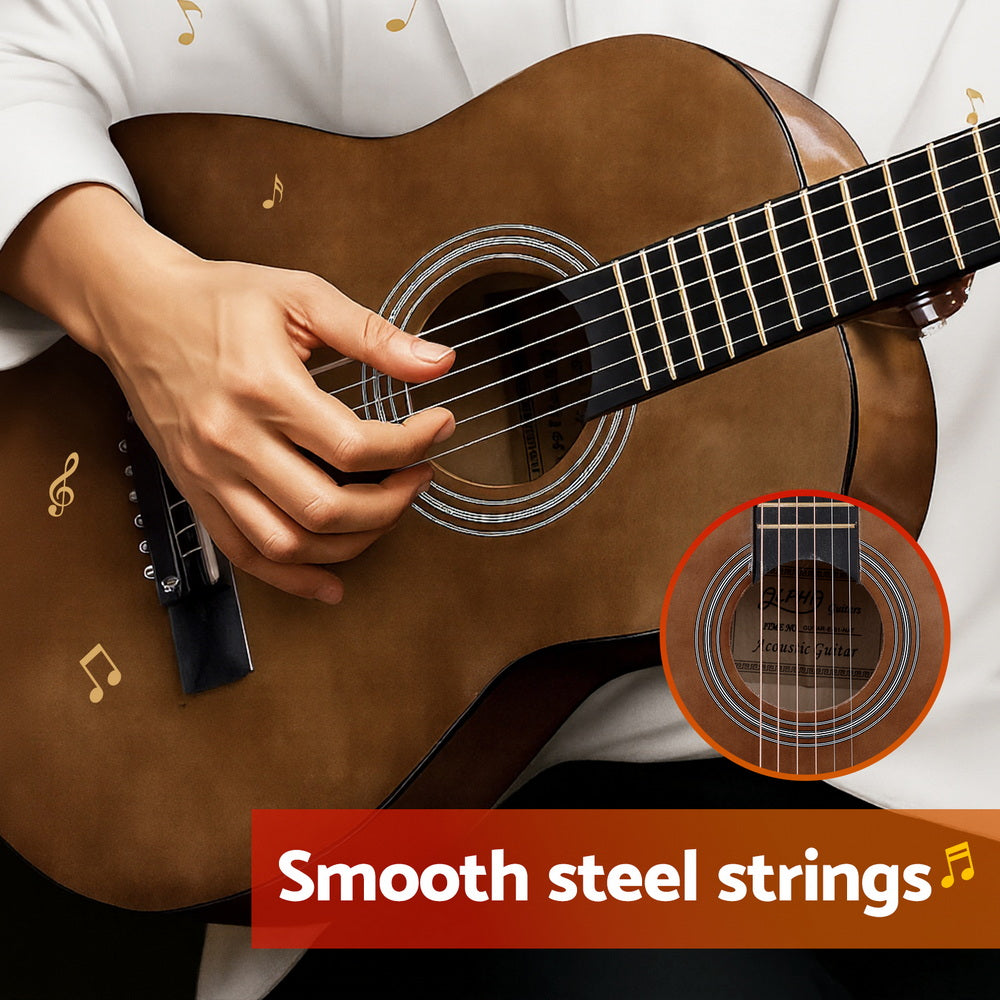 Alpha 31" Acoustic Guitar Steel String Portable Natural