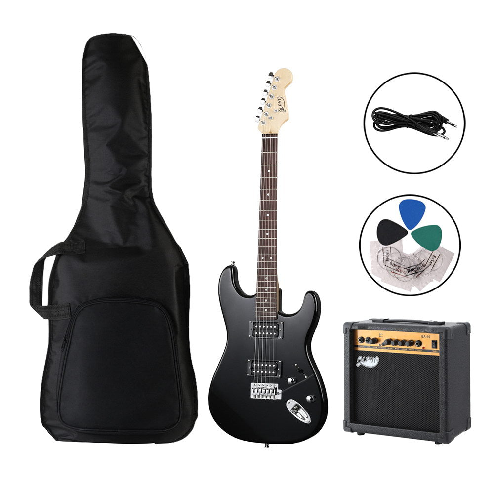 Alpha Black Electric Guitar 20W Amplifier Combo Set