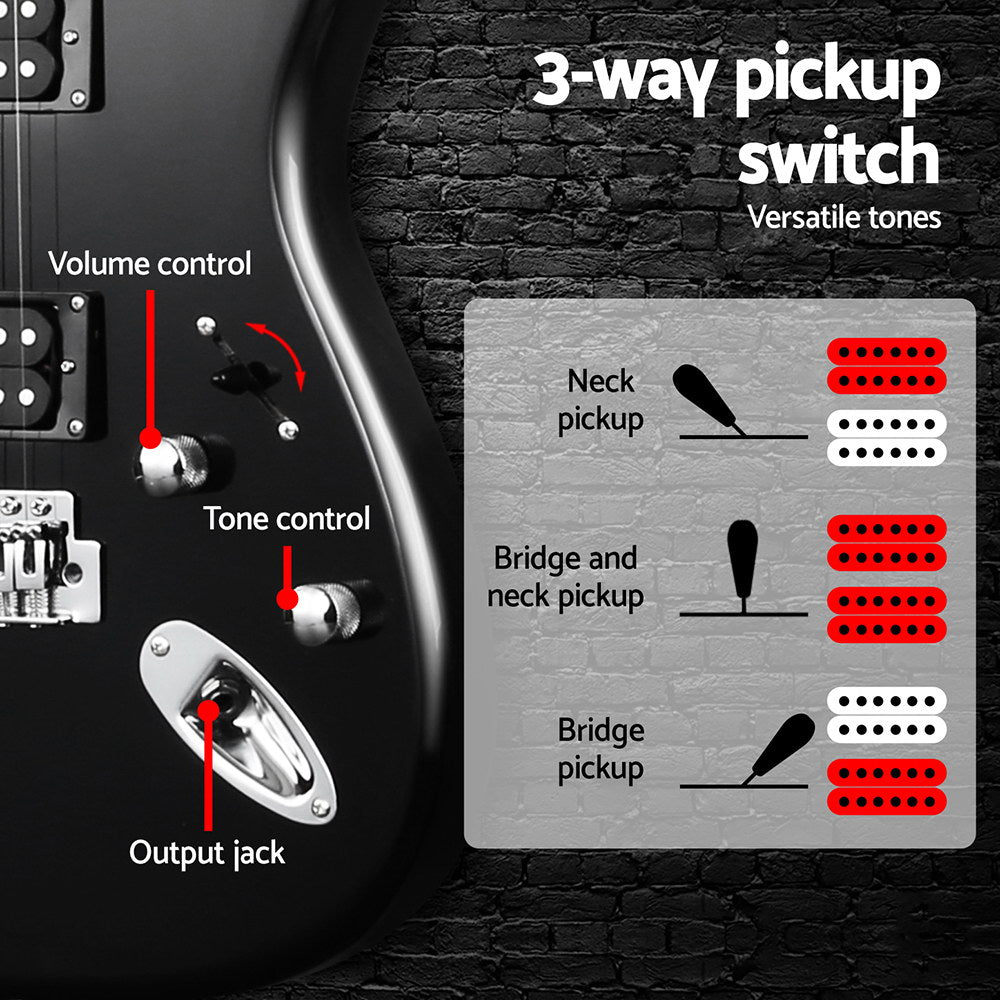 Alpha Black Electric Guitar 20W Amplifier Combo Set