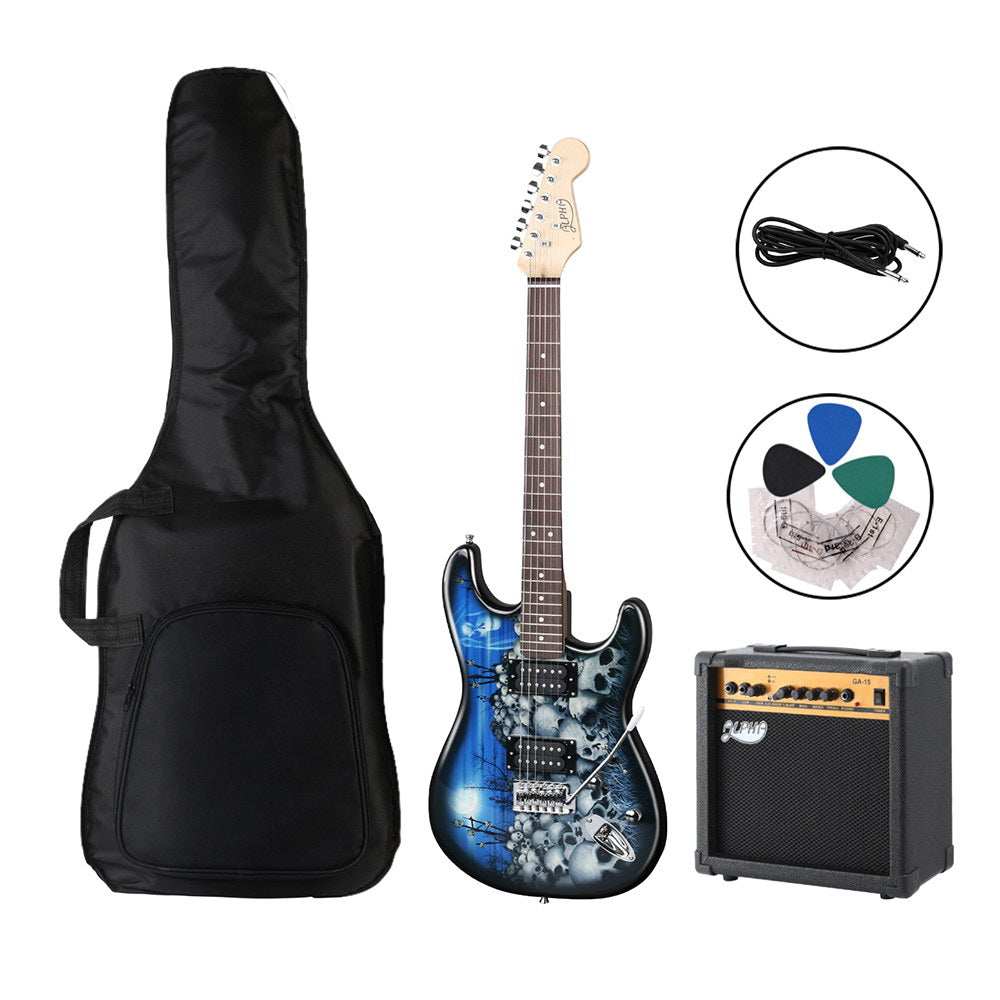 Alpha Electric Guitar Blue 20W Amplifier Combo Set