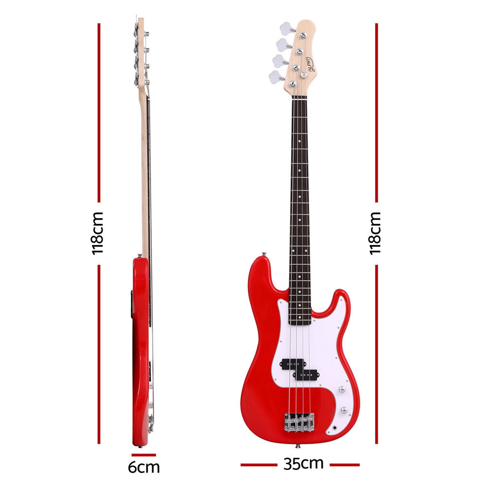 Alpha 47" Electric Bass Guitar Red