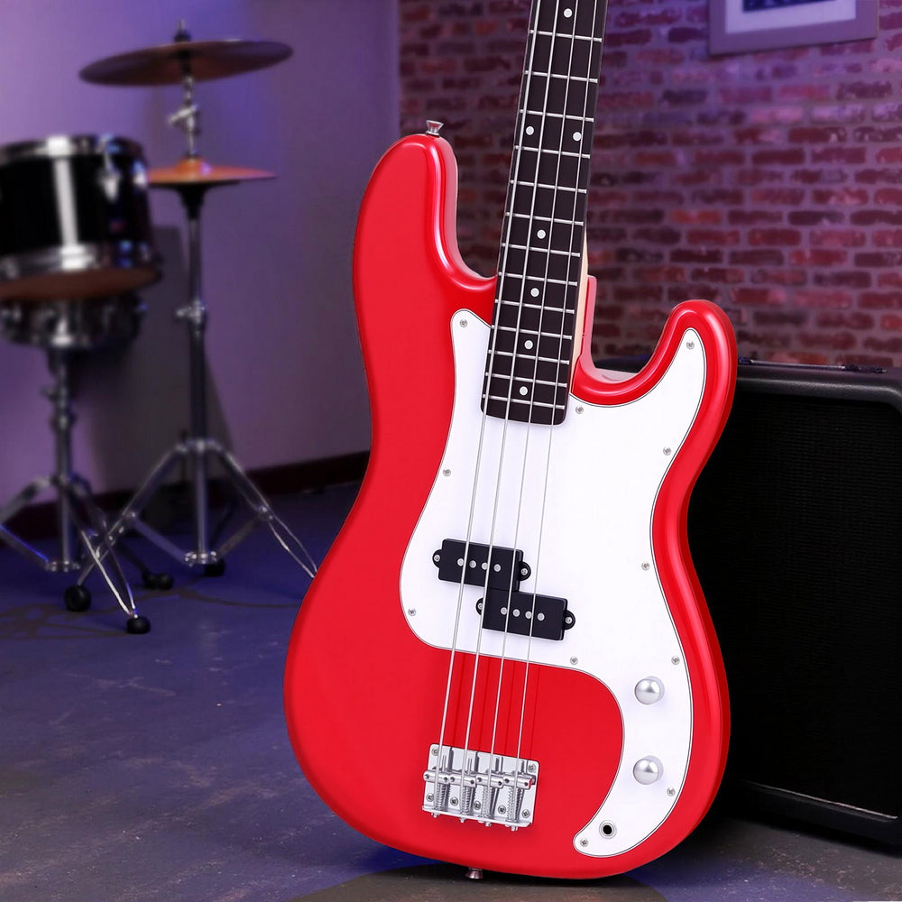 Alpha 47" Electric Bass Guitar Red
