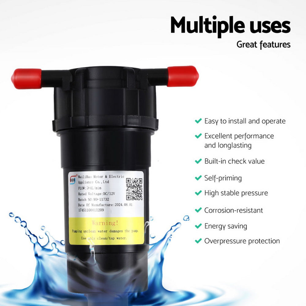 Devanti 12V Water Pump 4L/Min Pressure Shower