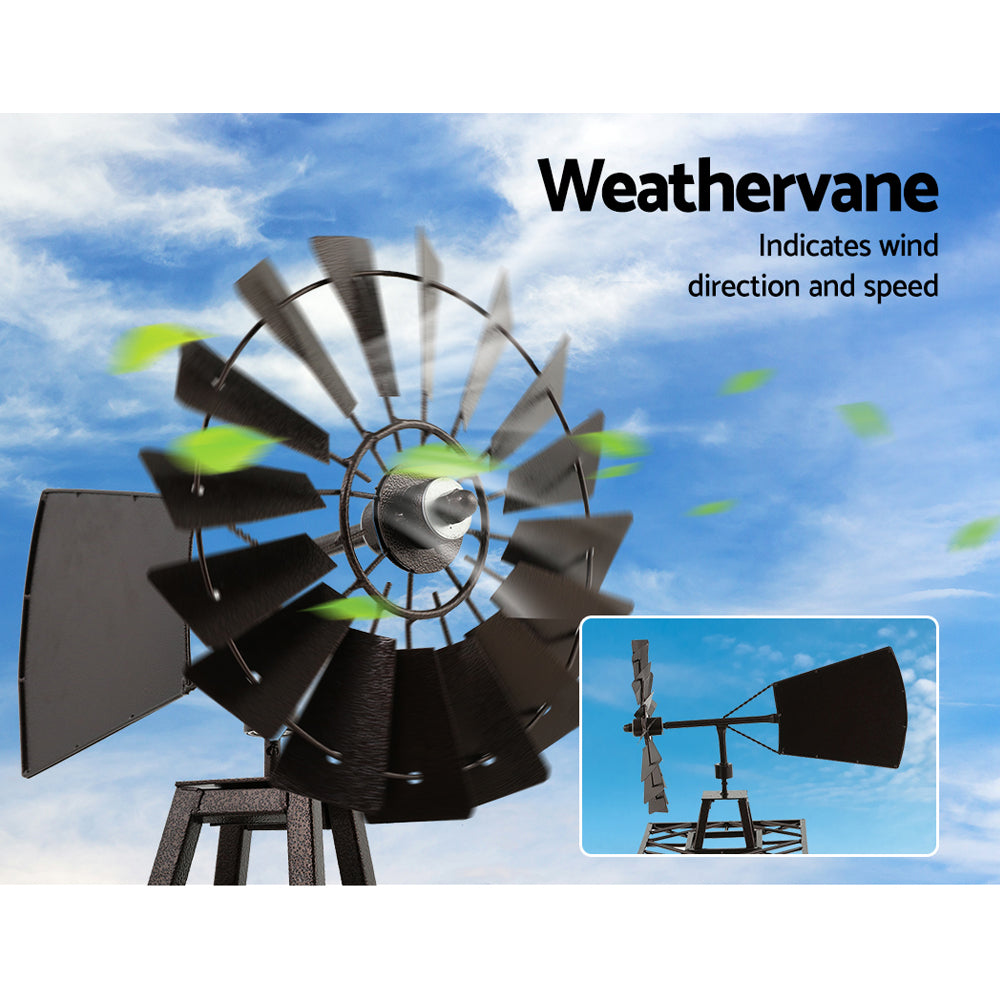 Gardeon 160cm Metal Garden Windmill Bronze Trim Outdoor Decor