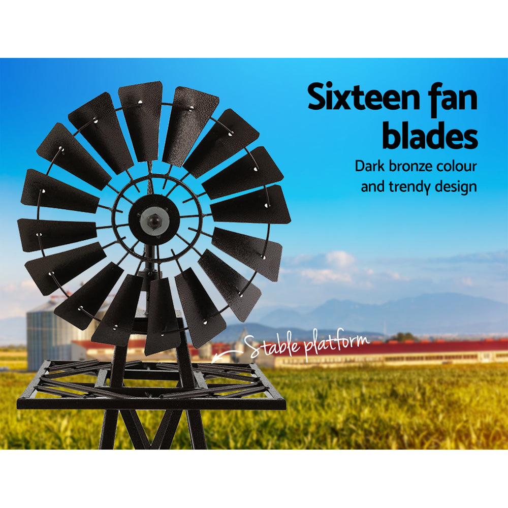 Gardeon 160cm Metal Garden Windmill Bronze Trim Outdoor Decor