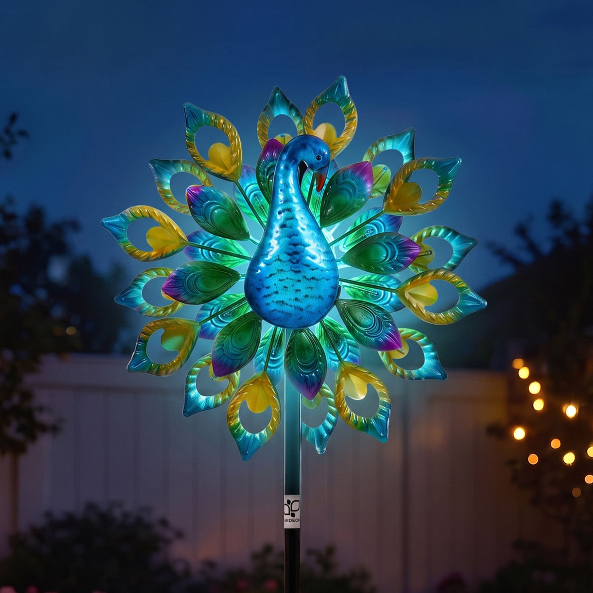 Gardeon Garden Windmill Solar Light Colorful Peacock Metal 190cm