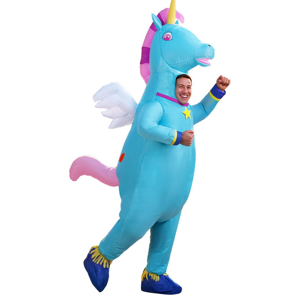 Unicorn Inflatable Costume 2.2m Adult Fancy Dress Blue