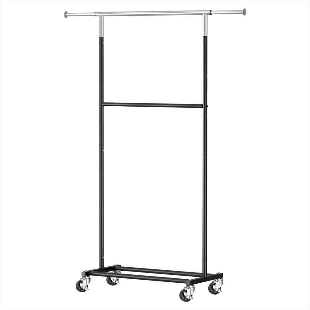 Artiss Double Rod Clothes Rack Adjustable Coat Stand Silver/Black