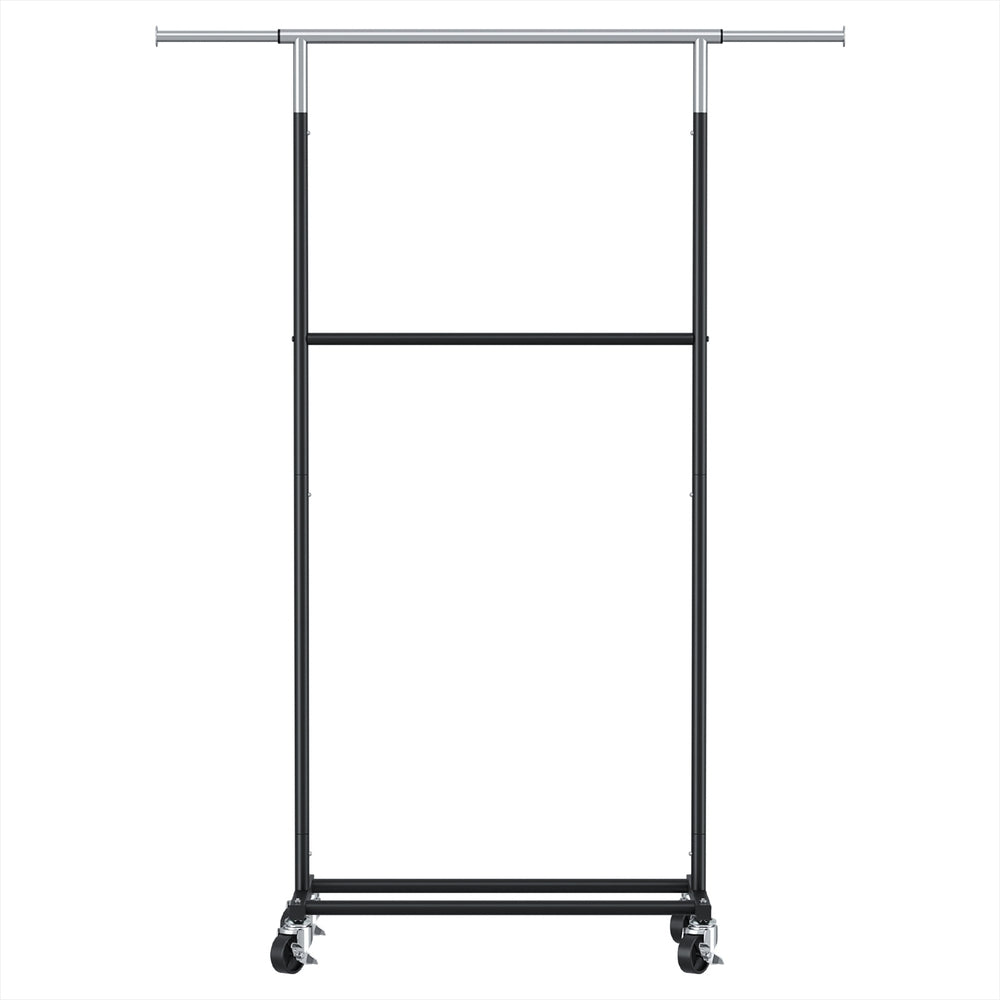 Artiss Double Rod Clothes Rack Adjustable Coat Stand Silver/Black