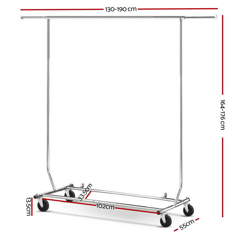 Adjustable Garment Rack Coat Stand Silver Chrome